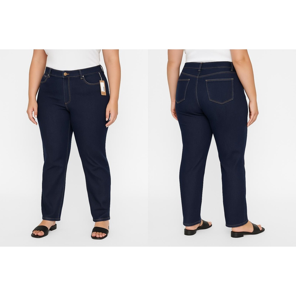 NWT Simply Be Dark Wash 5Pocket Straight Leg Control Denim Jeans UK32 US28